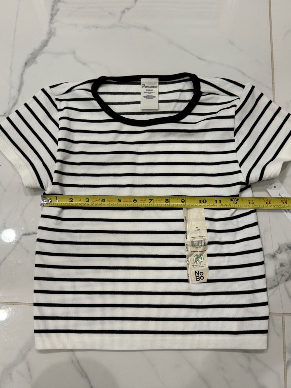 No Boundaries Black & White Striped Short Sleeve Tee